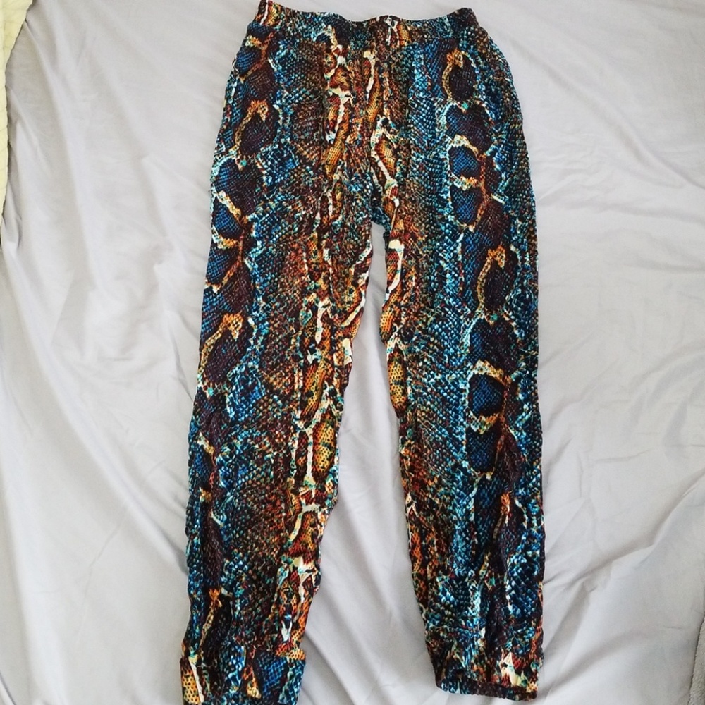 Snake print jogger pants